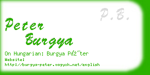 peter burgya business card